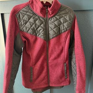 Women's Quilted Burgundy and Black Jacket